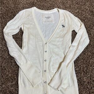 Abercrombie & Fitch Women's White Lace Floral Bell Sleeve Cropped Blouse S